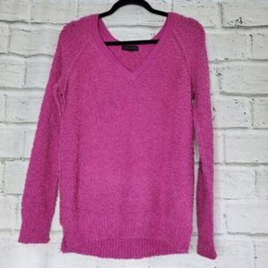 Sanctuary Purple Pink V Neck Fuzzy Long Sleeve Pullover Sweater Womens Small